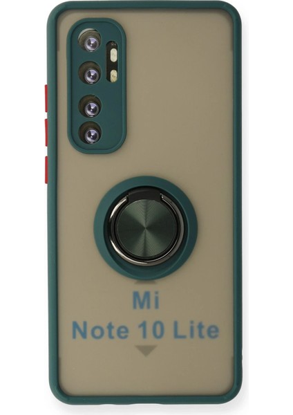Xiaomi Mi Note 10 Lite Kılıf Montreal Yüzüklü Silikon Kapak - Yeşil Ynsmr
