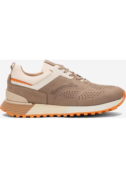 Erkek Kalın Taban Bağcıklı Casual Ayakkabı Gerçek Deri Cr 2395 Kum