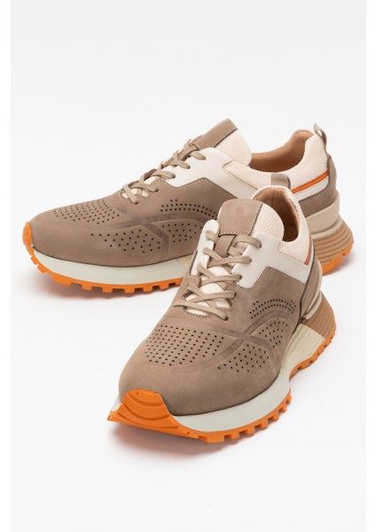 Erkek Kalın Taban Bağcıklı Casual Ayakkabı Gerçek Deri Cr 2395 Kum fırsatları