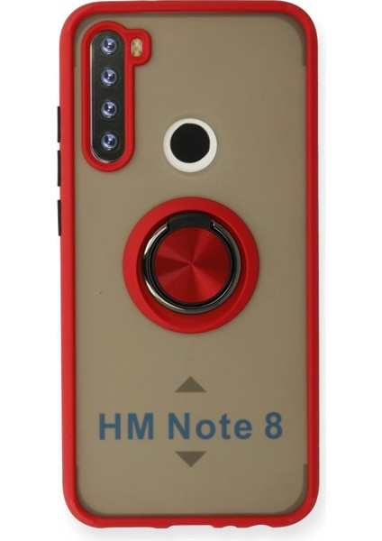 Xiaomi Redmi Note 8 Kılıf Montreal Yüzüklü Silikon Kapak - Kırmızı Ynsmr