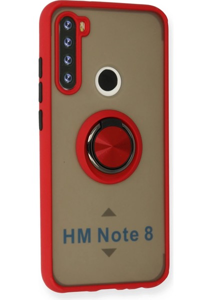 Xiaomi Redmi Note 8 Kılıf Montreal Yüzüklü Silikon Kapak - Kırmızı Ynsmr