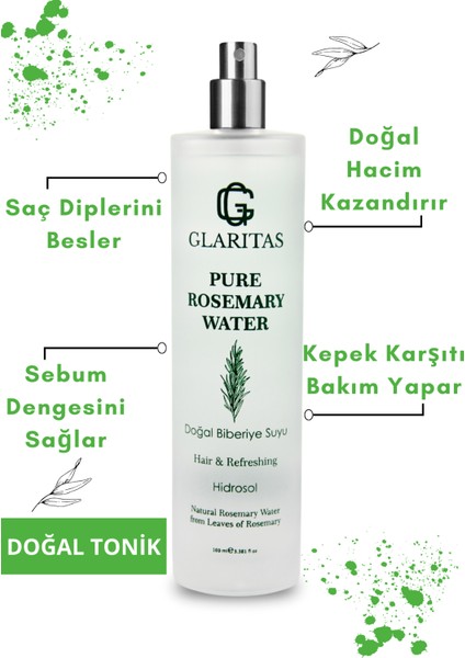 Biberiye Suyu %100 Doğal Ve Saf | Saç Dökülme Karsıtı & Saç Uzatma Etkili Saç Toniği 100 ml