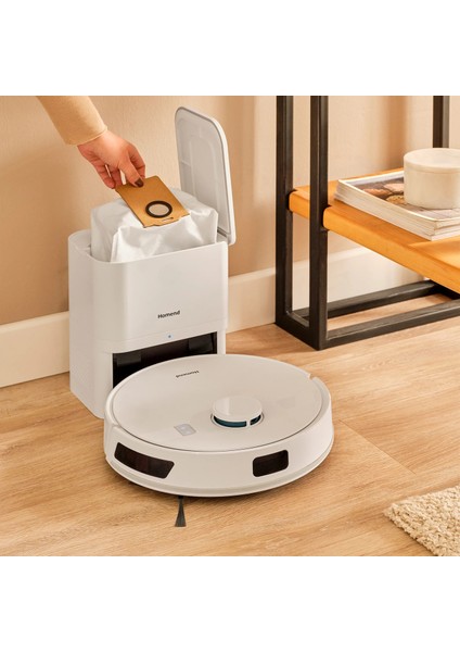 Alex Laser Power 1289H Otomatik Boşaltım Sistemli Yeni Nesil Moplu 5 KPA Robot Süpürge Beyaz