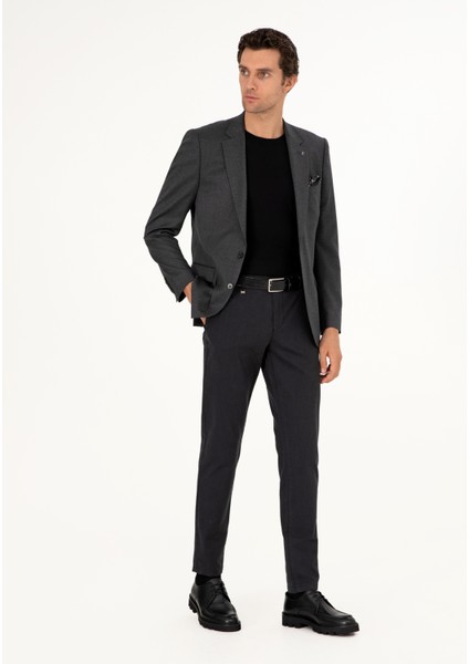 Erkek Antrasit Slim Fit Yün Karışımlı Ceket 50292488-VR006 fırsatları