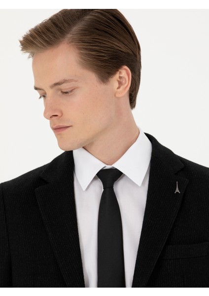 Erkek Siyah Slim Fit Yün Karışımlı Klasik Ceket 50272714-VR046