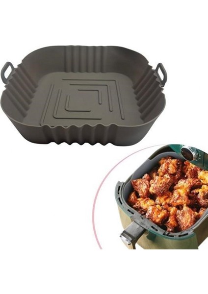 Renkli Isıya Dayanıklı Yıkanılabilir Silikon Fırın Airfryer Kare Model Pişirme Matı 20 cm
