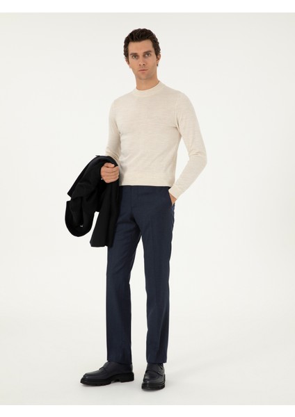 Erkek Bej Slim Fit Basic Kazak 50296402-VR011