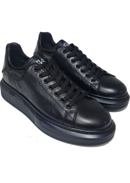 Bağcıklı Lv Model Baskılı Kalın Düz Taban Sneaker Ayakkabı 21006