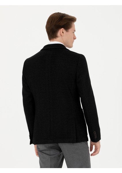 Erkek Siyah Slim Fit Yün Karışımlı Klasik Ceket 50272714-VR046