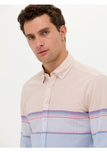 Erkek Mavi Slim Fit Uzun Kollu Gömlek 50265469-VR036