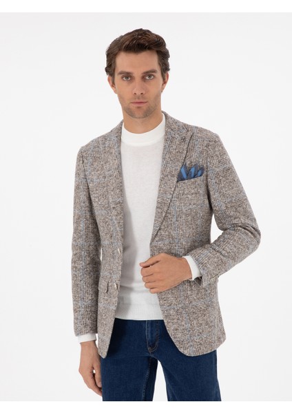 Erkek Açık Kahverengi Slim Fit Ceket 50290526-VR002