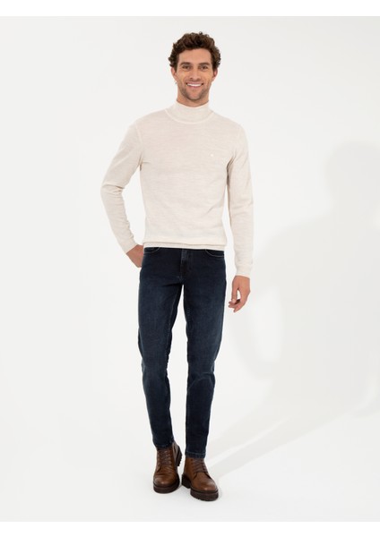 Erkek Bej Slim Fit Balıkçı Yaka Basic Triko Kazak 50257269-VR011
