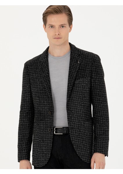 Erkek Antrasit Slim Fit Yün Karışımlı Spor Ceket 50272721-VR006