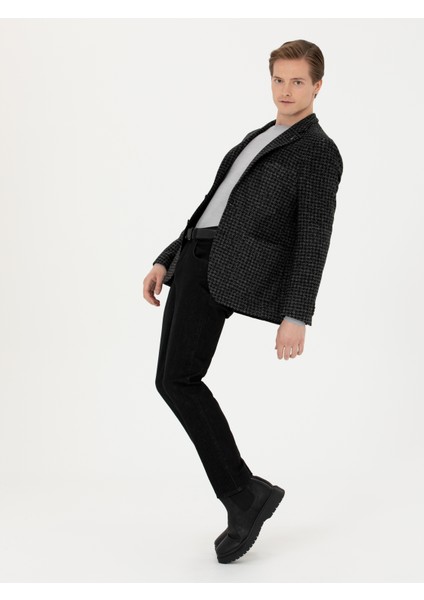 Erkek Antrasit Slim Fit Yün Karışımlı Spor Ceket 50272721-VR006
