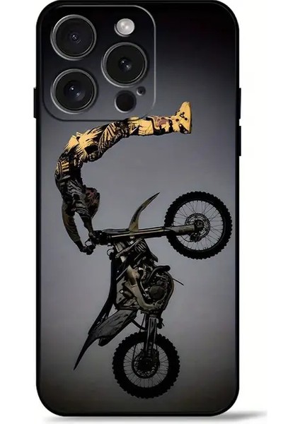 Motocross Temalı Mat Telefon Kılıfı 14 Pro Max Uyumlu