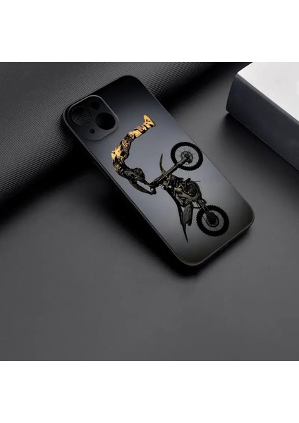 Motocross Temalı Mat Telefon Kılıfı 14 Pro Max Uyumlu modelleri