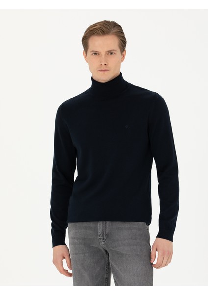 Erkek Lacivert Slim Fit Balıkçı Yaka Basic Triko Kazak 50270164-VR033