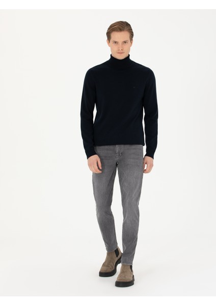 Erkek Lacivert Slim Fit Balıkçı Yaka Basic Triko Kazak 50270164-VR033