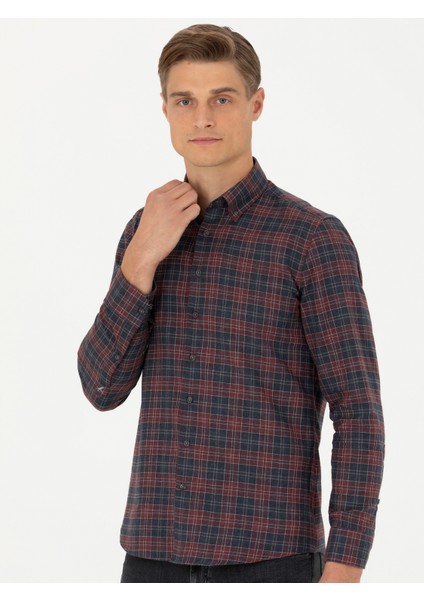 Erkek Bordo Slim Fit Uzun Kollu Gömlek 50282560-VR014 modelleri