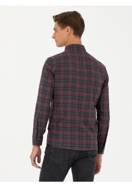 Erkek Bordo Slim Fit Uzun Kollu Gömlek 50282560-VR014 indirimleri