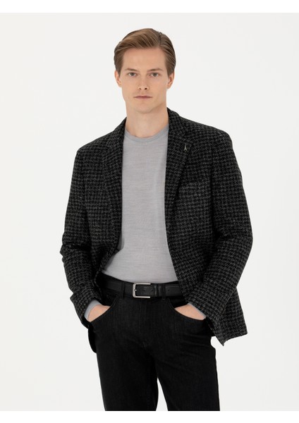 Erkek Antrasit Slim Fit Yün Karışımlı Spor Ceket 50272721-VR006