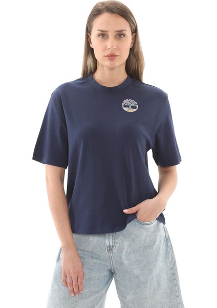 TB0A67ZF4511 Timberland Tımberfresh Back And Front Graphıc Short Kadın T-Shirt Lacivert