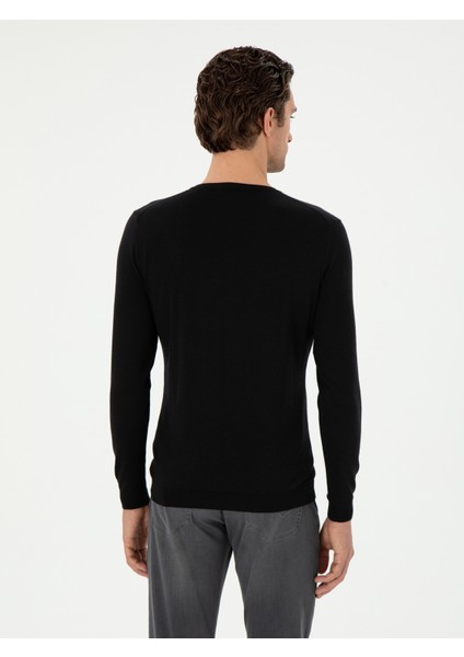 Erkek Siyah Slim Fit Kazak 50293273-VR046
