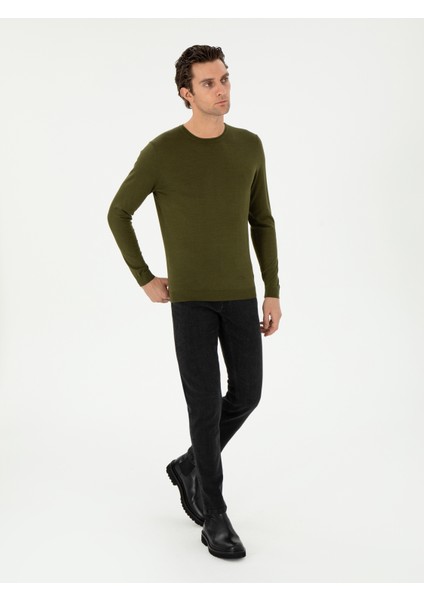 Erkek Haki Slim Fit Kazak 50293273-VR027