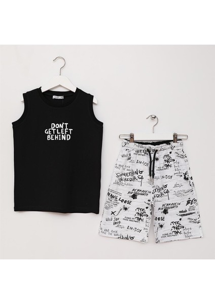 Erkek Çocuk Kısa Kol Bisiklet Yaka Alt - Üst Takım - 11590-1 - Beyaz - Turuncu