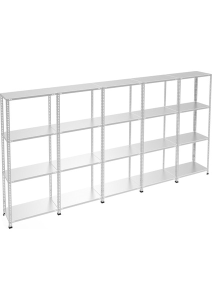 4 Katlı 5'li Galvaniz Çelik Raf - Depo, Arşiv, Kiler, Dosya, Market Rafı - 31x93 cm-100 cm-1.50 mm