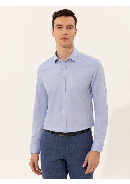 Erkek Açık Mavi Slim Fit Uzun Kollu Basic Gömlek 50250818-VR003 fırsatları
