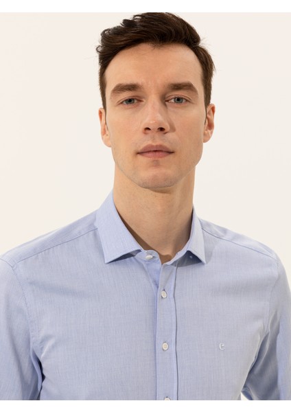 Erkek Açık Mavi Slim Fit Uzun Kollu Basic Gömlek 50250818-VR003 indirimleri