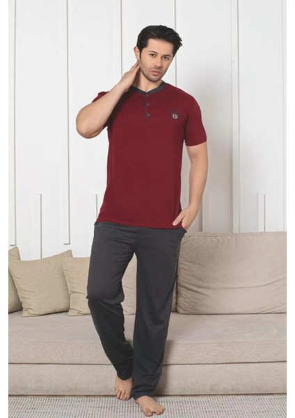 Dreamy Pamuklu Cepli Kısa Kollu Örme Erkek Pijama Takımı