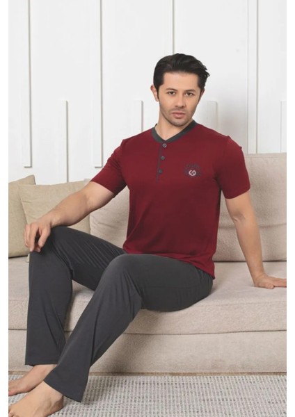 Dreamy Pamuklu Cepli Kısa Kollu Örme Erkek Pijama Takımı