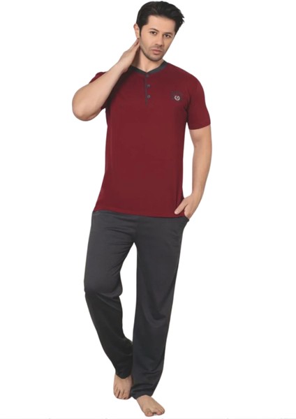 Dreamy Pamuklu Cepli Kısa Kollu Örme Erkek Pijama Takımı