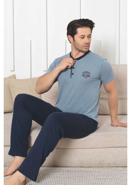 Dreamy Pamuklu Cepli Kısa Kollu Örme Erkek Pijama Takımı fiyatları