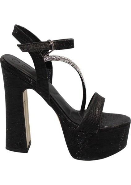 Gümüş Kadıın Çizgili Platform Topuklu Ayakkabı