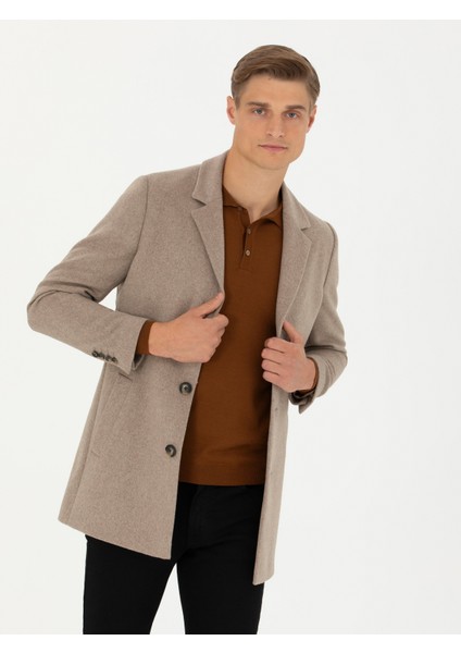 Erkek Vizon Yün Karışımlı Ex.slim Fit Palto 50274045-VR052