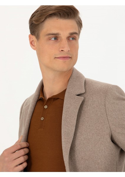 Erkek Vizon Yün Karışımlı Ex.slim Fit Palto 50274045-VR052