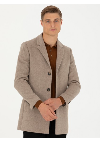 Erkek Vizon Yün Karışımlı Ex.slim Fit Palto 50274045-VR052