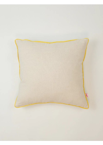 Şerit Biye Fitilli Kırlent Kılıfı - Sarı