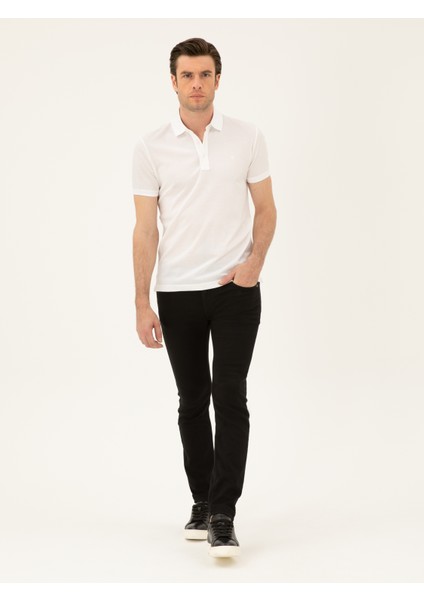 Erkek Beyaz Slim Fit Polo Yaka Merserize T-Shirt 50284769-VR013