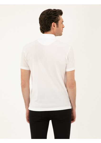 Erkek Beyaz Slim Fit Polo Yaka Merserize T-Shirt 50284769-VR013