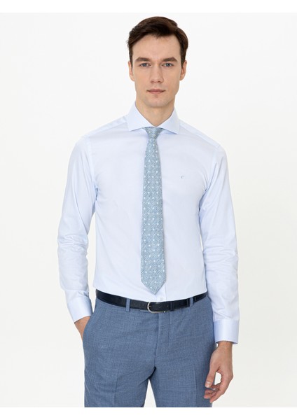 Erkek Açık Mavi Slim Fit Uzun Kollu Basic Gömlek 50250845-VR003