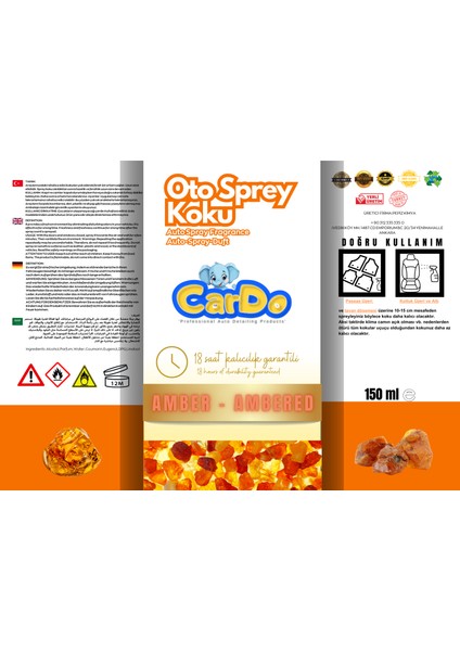 Cardo Premium Oto Kokusu Yüksek Kalıcılık Amber Kokusu 150 ml