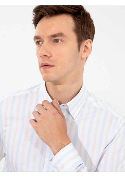 Erkek Açık Mavi Slim Fit Uzun Kollu Gömlek 50253865-VR003 indirimleri