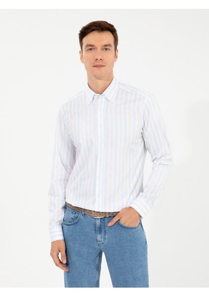 Erkek Açık Mavi Slim Fit Uzun Kollu Gömlek 50253865-VR003