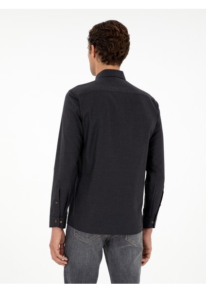 Erkek Siyah Slim Fit Uzun Kollu Gömlek 50291698-VR046 indirimleri