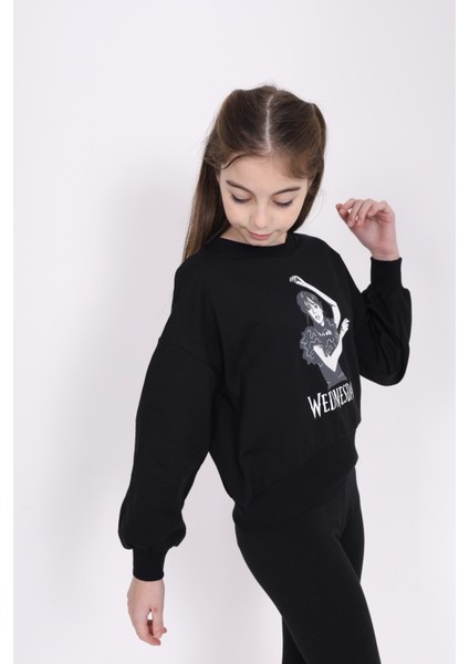 Kız Çocuk Baskılı Sweatshirt