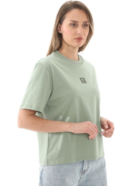 TB0A5RZXEC61 Timberland Stack Logo Short-Sleeve Tee Kadın T-Shirt Yeşil modelleri